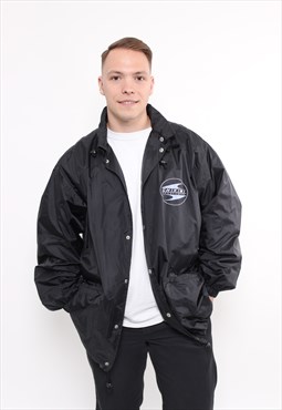 90s oversized coach jacket, vintage black sport wear jacket