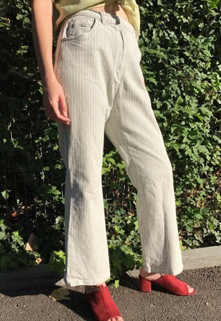 80S GREEN STRIPED TROUSERS