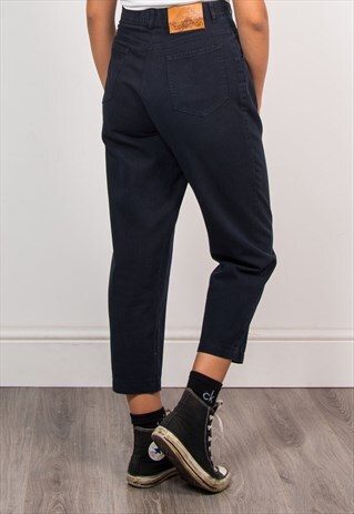 90'S RETRO FADED BLACK HIGH WAIST MOM JEANS