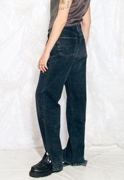 Vintage 90s Hugo Boss Jeans in Black Denim w Slit