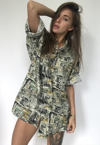 PATTERNED OVERSIZED RETRO VINTAGE UNISEX FESTIVAL SHIRT