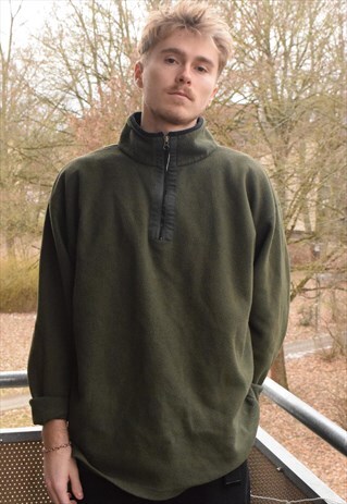 OLIVE GREEN 1/4 ZIP FLEECE QUARTER ZIP