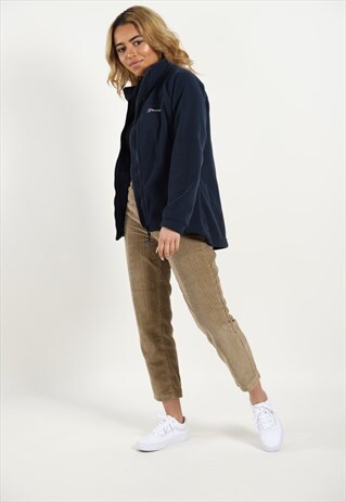 VINTAGE BERGHAUS SMALL LOGO ZIP UP FLEECE IN NAVY