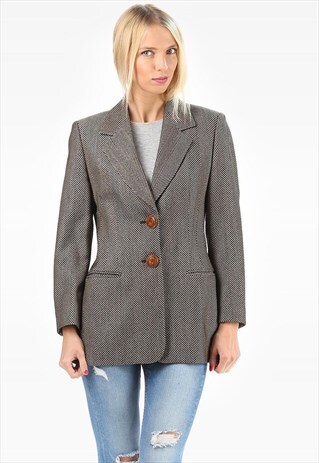VINTAGE TWEED WOOL JACKET MINI COAT