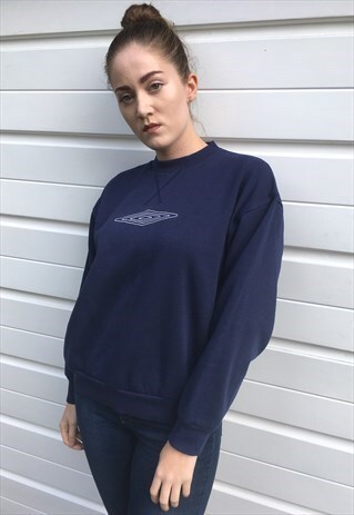 WOMENS VINTAGE 80S SPORTS DARK BLUE UMBRO SWEATSHIRT JUMPER