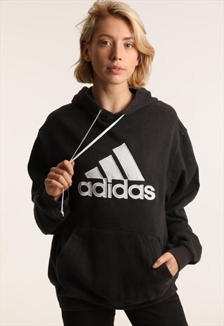VINTAGE ADIDAS EMBROIDERED LOGO HOODIE