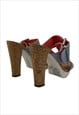 VINTAGE Y2K DENIM & CORK HEELED SANDALS 