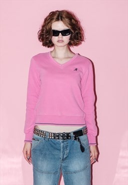 90's Vintage cropped golf babe sweatshirt in taffy pink