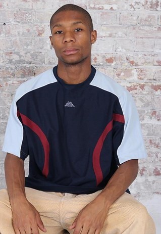 VINTAGE KAPPA CENTRE LOGO T-SHIRT NAVY BLUE RED