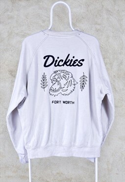 Dickies Cream Sweatshirt Embroidered Spell Out Men's Large