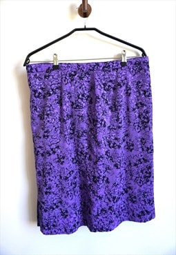 Vintage Purple Floral Flower Skirts Midi High waist Plated