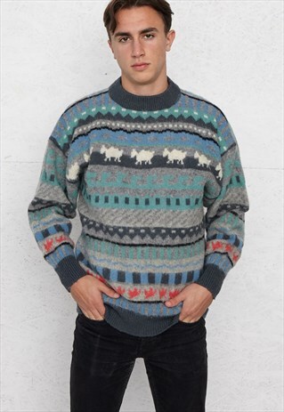 VINTAGE BLUE P.T.A. ROUND NECK KNIT JUMPER