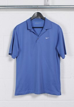 Vintage Nike Golf Polo Shirt in Blue Tick Logo Medium
