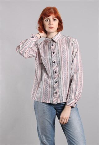 VINTAGE 70S JAZZY PATTERNED BLOUSE