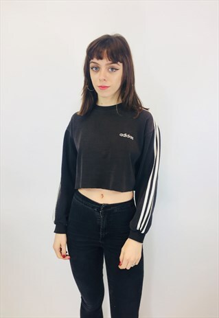 ADIDAS ICONIC 3 STRIPE CROPPED SWEATSHIRT