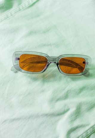 Blue Brown Rounded Rectangle 90s Look Sunglasses