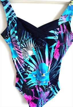 Vintage 90s One piece Swimwear Swimsuit Floral Flowers