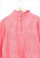 VINTAGE KNITTED JUMPER SALMON PINK QUARTER ZIP COLLARED 90S