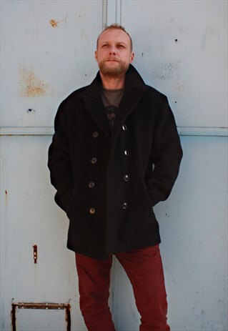VINTAGE 90' CLASSIC ELEGANT BLACK WOOL SHORT COAT