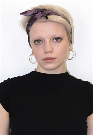 80'S STYLE PURPLE HEAD NECK SCARF ALTERNATIVE BOW GRUNGE