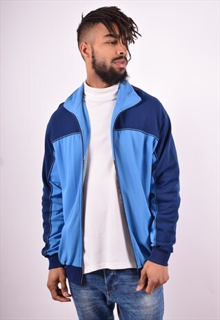 PUMA MENS VINTAGE TRACKSUIT TOP JACKET MEDIUM BLUE 90'S