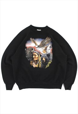 Native American Wildlife Black Sweatshirt
