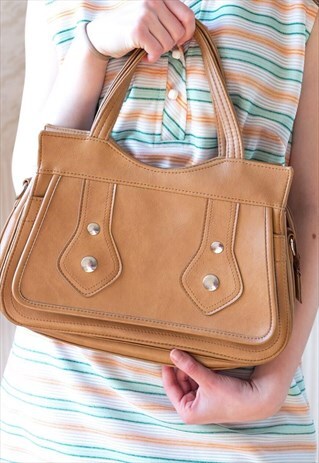 LIGHT BROWN RECTANGULAR SOFT VINTAGE HANDBAG