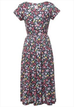 Vintage Floral Print Dress - S