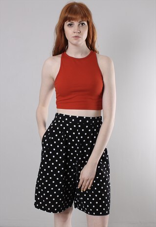 VINTAGE 80S POLKA DOT PATTERNED HIGH WAISTED CULOTTE SHORTS