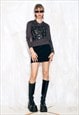 VINTAGE Y2K LONG SLEEVE MUGLER TOP IN GREY SPELL OUT LOGO