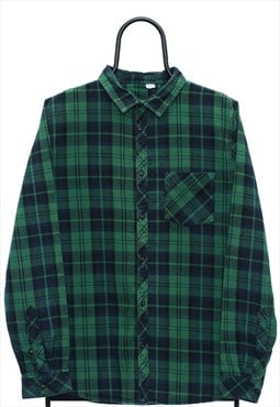 Vintage Green Checked Flannel Shirt Womens