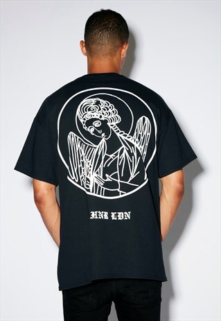 ANGEL OVERSIZED BLACK TEE