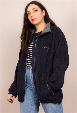 VINTAGE 90S BLUE PUMA FLEECE JACKET