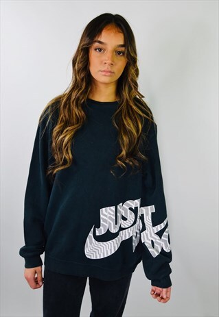 VINTAGE NIKE JUST DO IT PRINT BLACK SWEATSHIRT