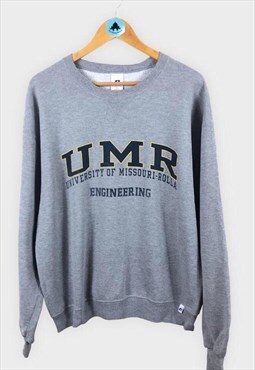 Vintage Grey Sweatshirt American Sports College University 