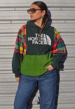 Y2K vintage reworked The North face checked fleece hoodie