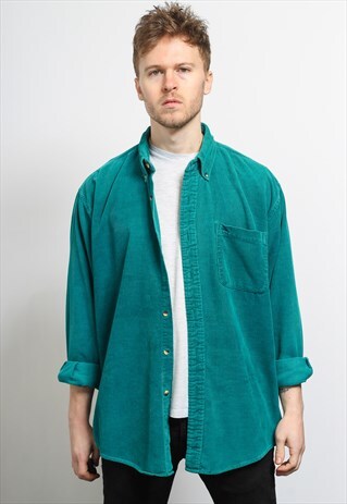 VINTAGE CORDUROY CORD SHIRT GREEN