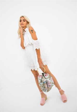 SWEET LOVE WHITE EMBROIDERY SUMMER PLAYSUIT