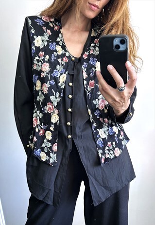 LONG LOOSE NINETIES FLOWER BLOUSE LARGE