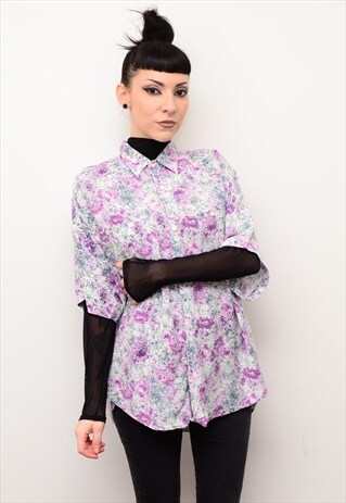 VINTAGE 90'S INDIE FLORAL PATTERNED OVERSIZED SHIRT