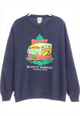 Vintage 90's Blue Lee Christmas Sweatshirt - Large