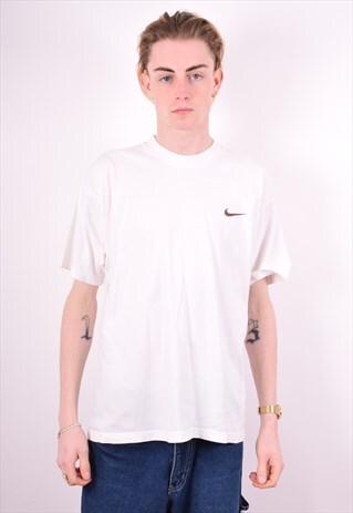 NIKE MENS VINTAGE T-SHIRT TOP LARGE WHITE 90'S