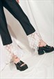 REWORKED VINTAGE SILK TROUSERS Y2K CROCHET LACE FLARES