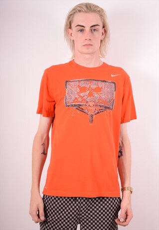 NIKE MENS VINTAGE T-SHIRT TOP MEDIUM ORANGE 90S