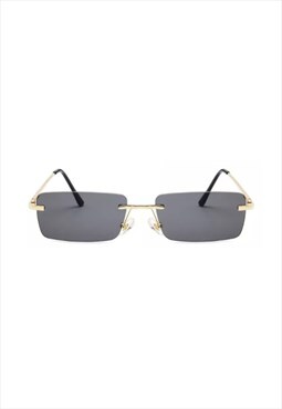 Issac Rimless Sunglasses Black