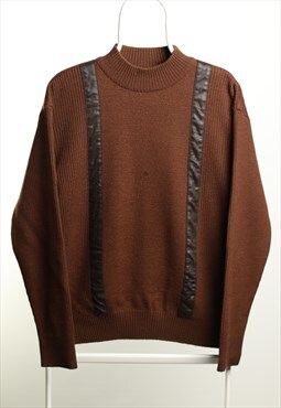 Almania Vintage Knitwear Stand neck Sweatshirt Brown Size L