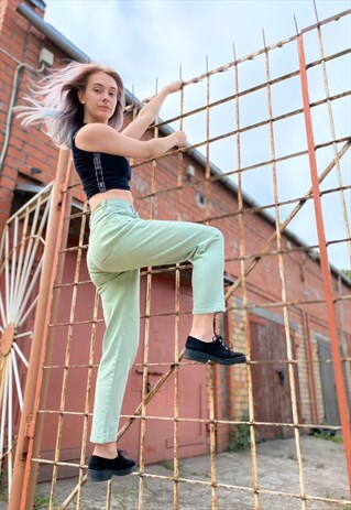 VINTAGE 90S PASTEL GREEN JEANS
