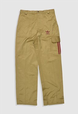 Vintage 90s Adidas Embroidered Logo Cargo Trousers in Khaki