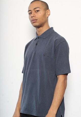 VINTAGE STONE ISLAND EMBROIDERED LOGO POLO SHIRT BLUE