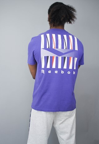 VINTAGE REEBOK SPELLOUT PURPLE CREW NECK T-SHIRT